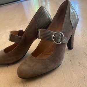 Soft taupe suede and leather pumps/Mary Janes in size 11